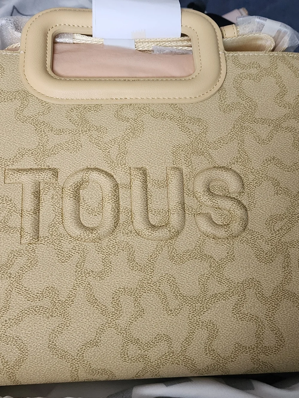 TOUS NWT Medium Shopper Amaya Cream Kaos Icon Yellow